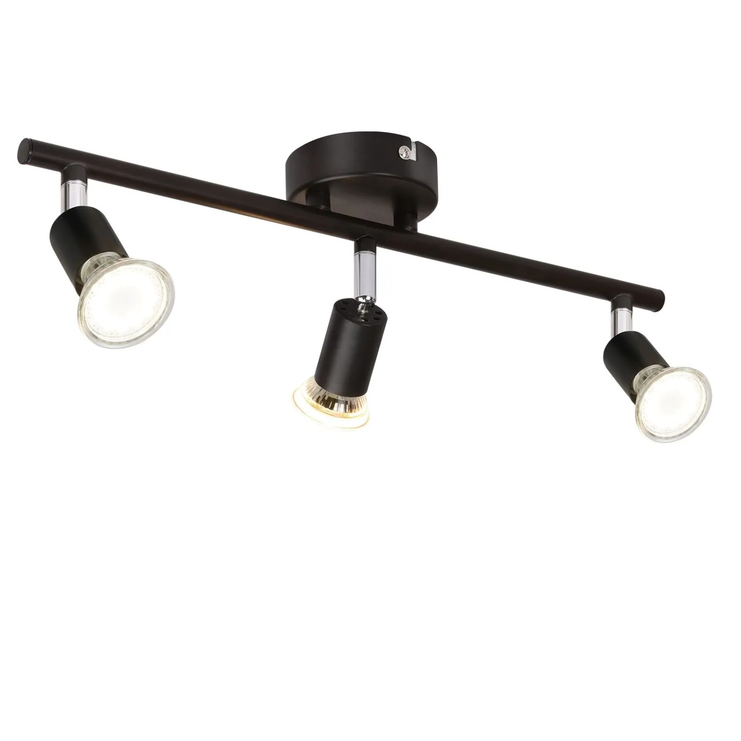 ZMH LED Deckenlampe 3 GU10 Deckenspots Schwarz Schwenkbar 330 Grad ohne Leuchtmittel