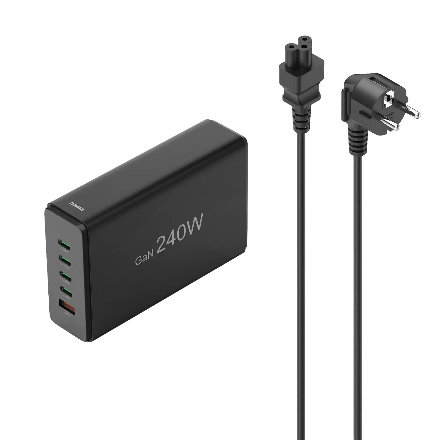 Hama USB-Ladestation Schnellladegerät mit 5 Ports GaN 4 x USB-C 1 x USB-A 240 W