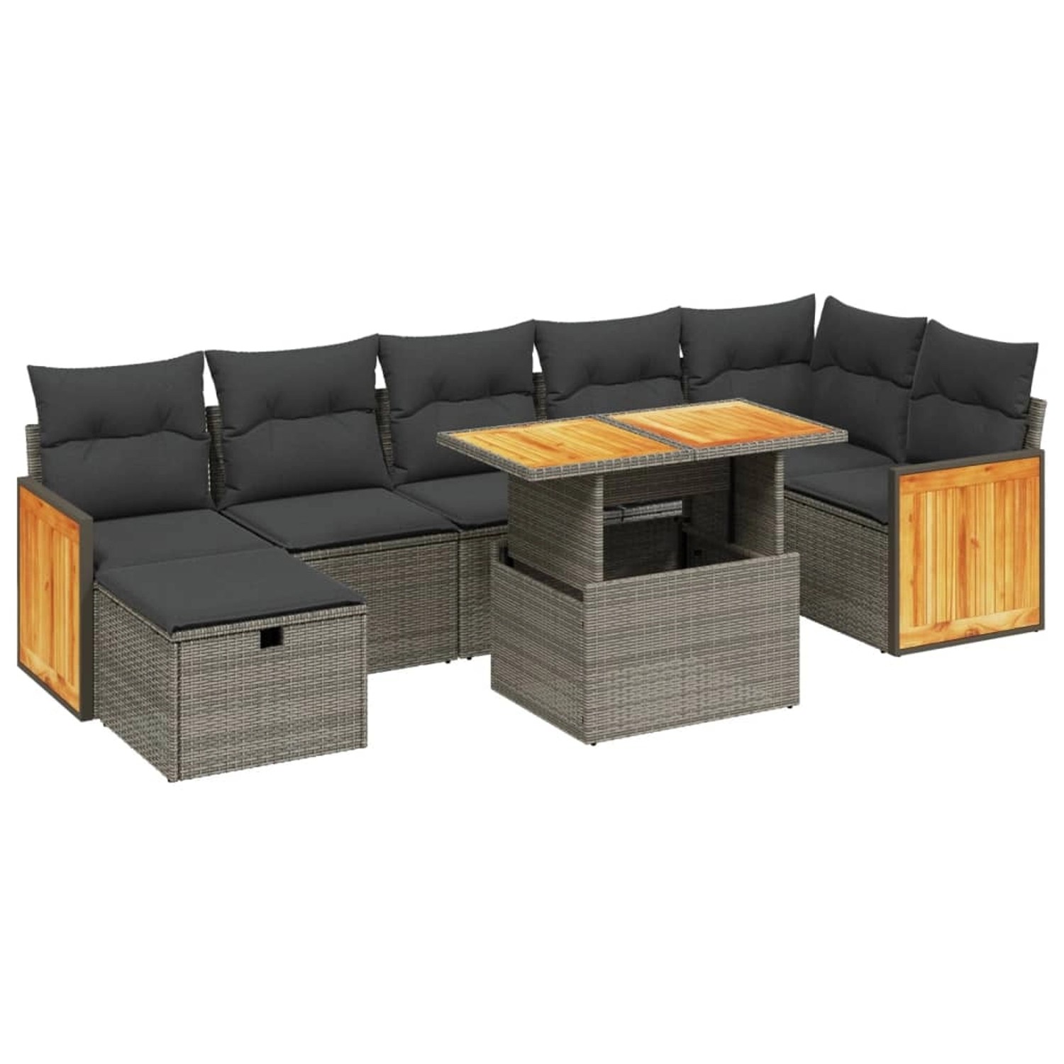 vidaXL 8-Tlg Garten-Sofagarnitur mit Kissen Grau Poly Rattan 3276259 günstig online kaufen
