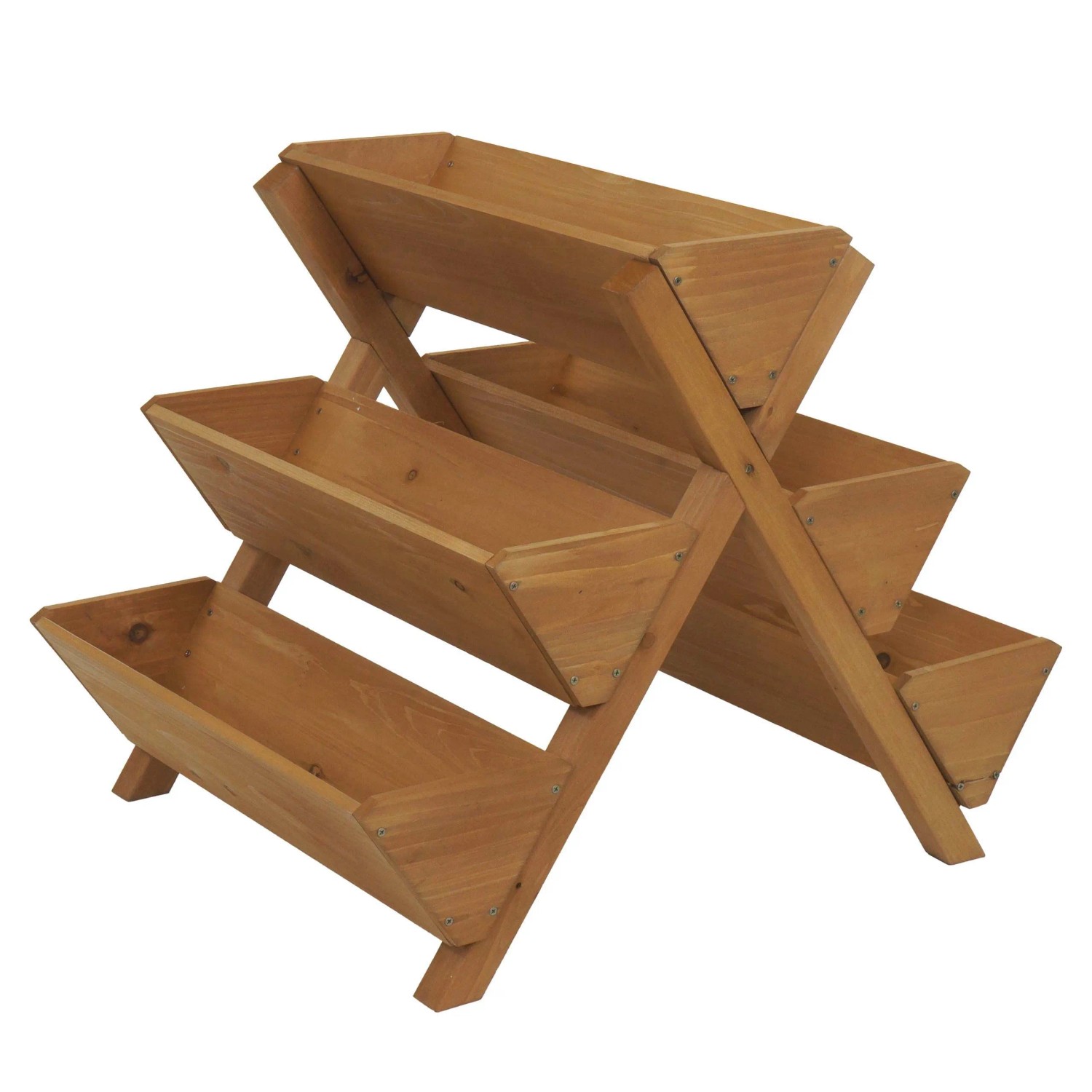 PROREGAL PflanztreppeHxBxT 56x56x70cm 5 Kästen Outdoor Holz Natur Blumenregal Kräutertreppe Pflanzkübel Hochbeet