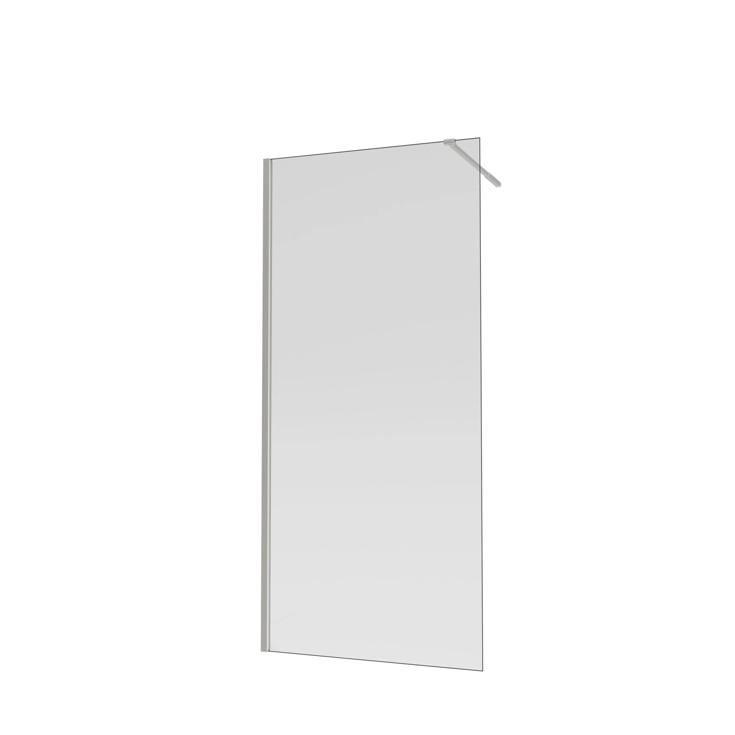 baliv Duschwand DUK-90.160 Walk-In, silbernes Profil, Klarglas mit Stabilisationsstange.