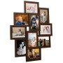 Dunkelbrauner Collage Bilderrahmen für 10 Fotos (10x15 cm) aus MDF, Dekoartikel für Wohnaccessoires.