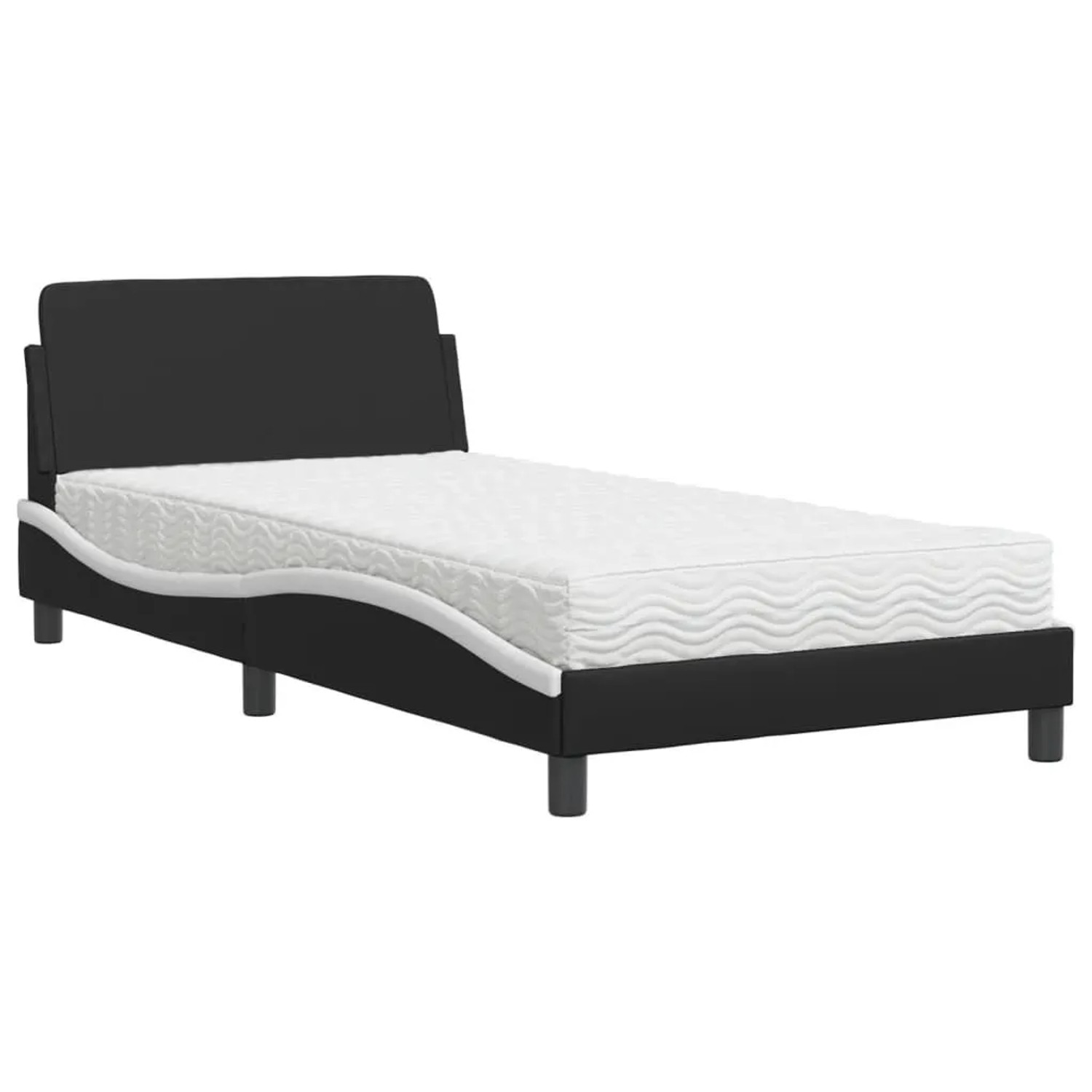 vidaXL Bett mit Matratze Dover Schwarz und Weiß 100x200 cm Kunstleder 3208362