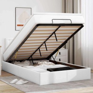 vidaXL Ottoman-Bett mit Matratze Weiß 120x200 cm Kunstleder 3311299