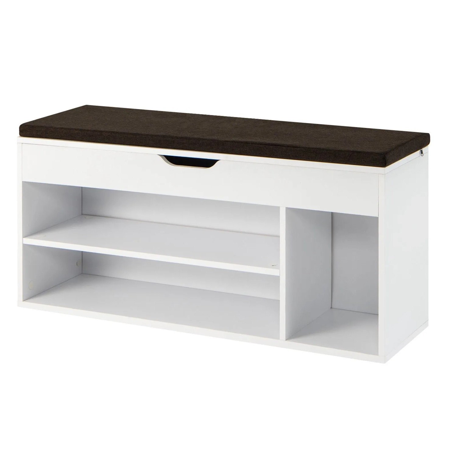 Costway Schuhbank mit Sitzfläche und Stauraum Sitzkissen Weiß