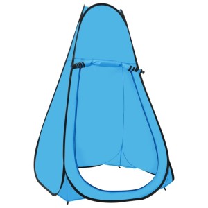 Blaues Furnicato Duschzelt oder Umkleidezelt für Camping. Pop-up Zelt bietet Privatsphäre und Sichtschutz im Outdoor-Bereich.