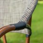Detailaufnahme Sessel Maui aus dem Gartenmöbel-Set mit Bambus-Optik und Acatex-Gewebe.