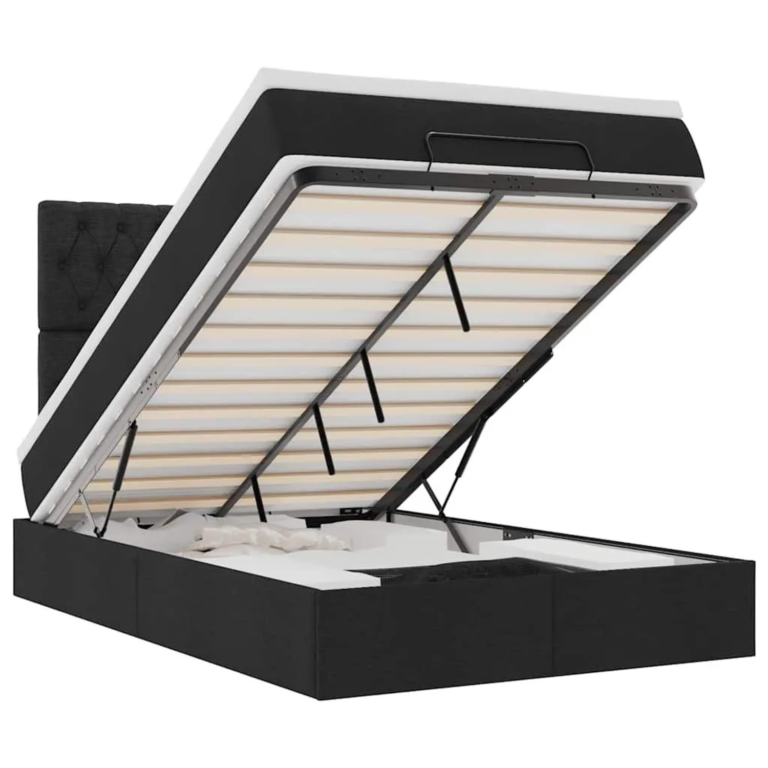 vidaXL Ottoman-Bett mit Matratze Schwarz 120x190 cm Stoff 3313225