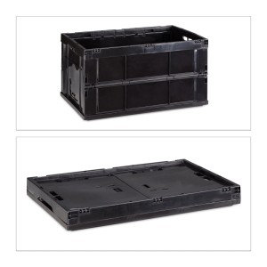 Relaxdays Klappbox Polypropylen Schwarz Stabil Stapelbar 31,5 cm x 58,5 cm x 40 cm