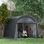 Outsunny Foliengerätehaus 3x3m, grau, mit zwei Rolltoren und UV-Schutz. Lagerzelt für Gartengeräte.