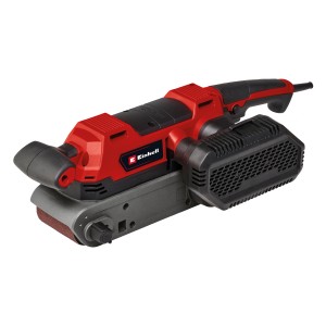 Einhell TE-BS 850 E Bandschleifer in Rot und Schwarz mit Staubfangbox.