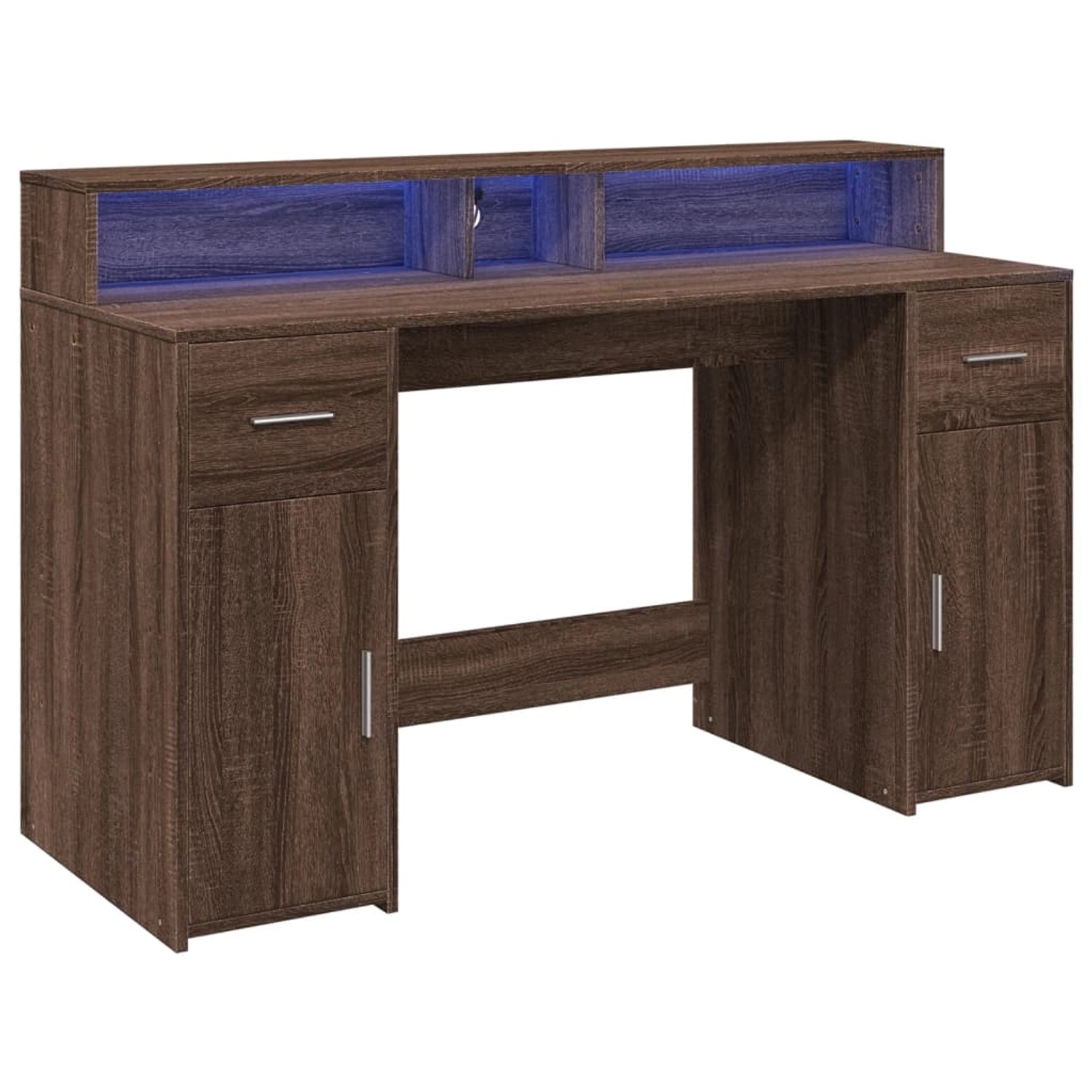 vidaXL LED-Schreibtisch Braun Eiche-Optik 140x55x91 Holzwerkstoff 3309426 günstig online kaufen