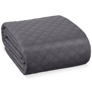 Anthrazitfarbene Beautissu Olivia Tagesdecke 240x260cm mit Steppmuster.