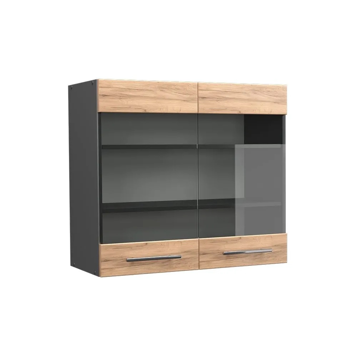 Vicco Küchenglasschrank Fame-Line Glashängeschrank Goldkraft Eiche Anthrazit 80 cm
