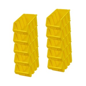 PROREGAL SuperSparSet: 10 gelbe Sichtlagerboxen (12,6x17x24cm) aus Polypropylen, gestapelt.