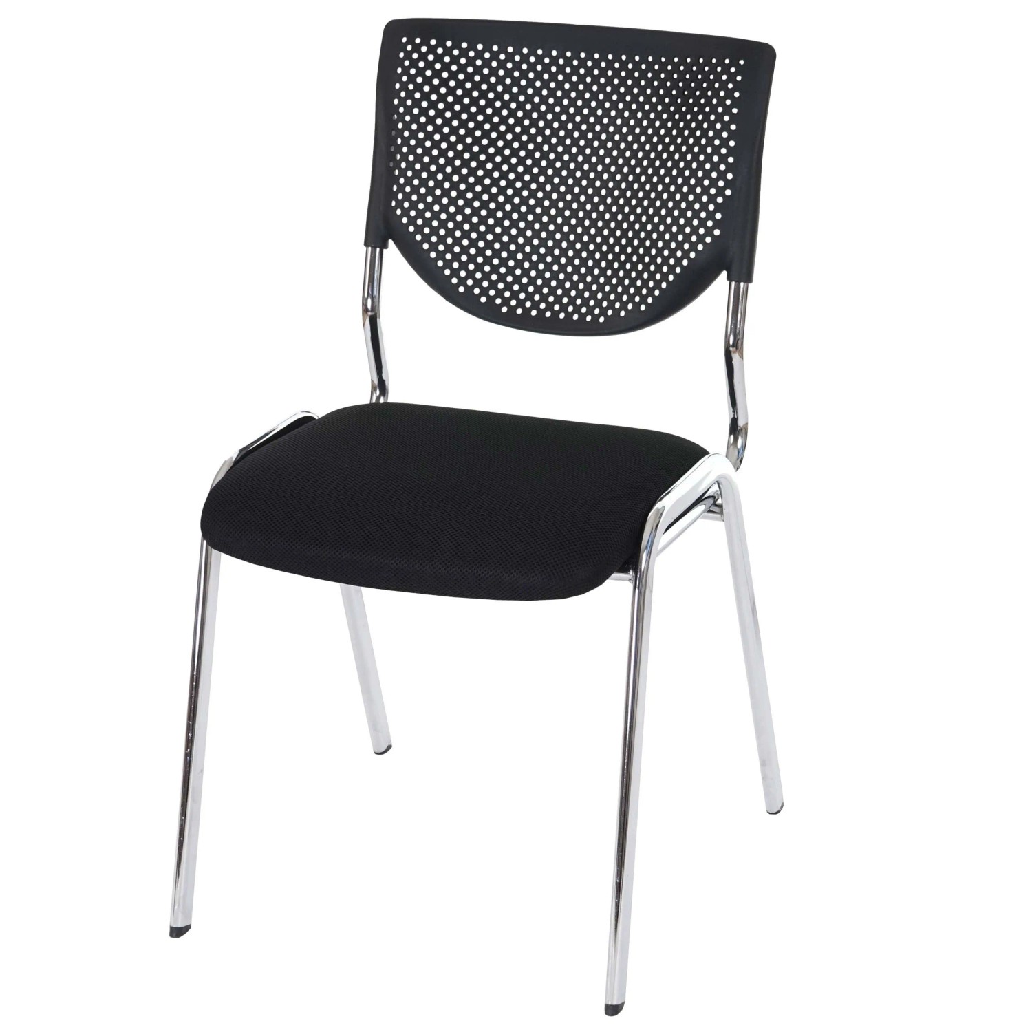 MCW Besucherstuhl T401 Stapelbar Stoff/Textil Sitz Schwarz Füße Chrom