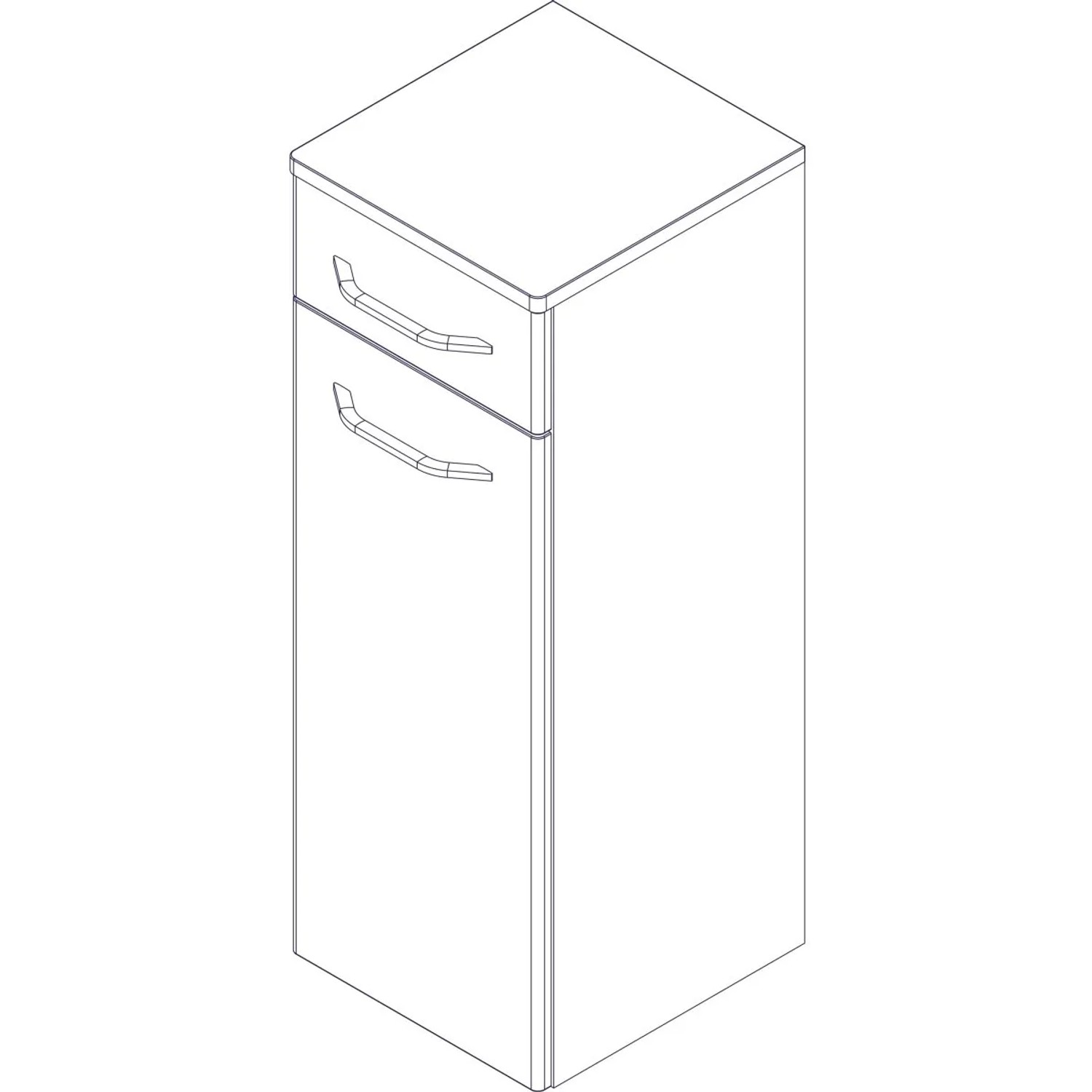 Fackelmann Bad-Hängeschrank Milano, weiß, 31 cm breit. Badezimmerschrank mit Schublade und Griffen.