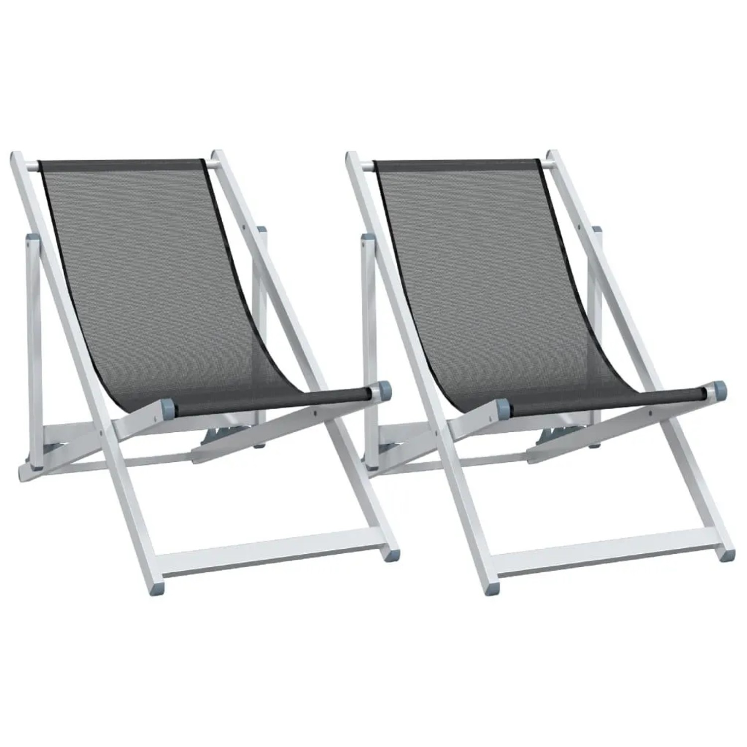 vidaXL Strandstühle 2 Stk Klappbar Grau Aluminium und Textilene 360167