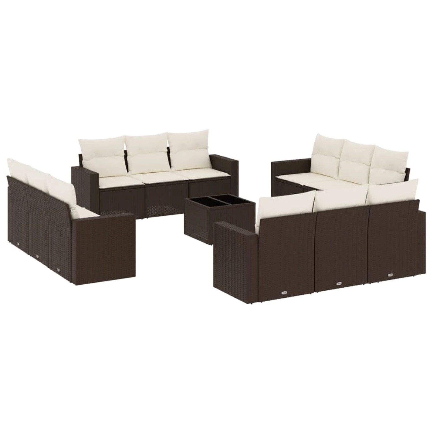 vidaXL 13-Tlg Garten-Sofagarnitur mit Kissen Braun Poly Rattan 3218773 günstig online kaufen