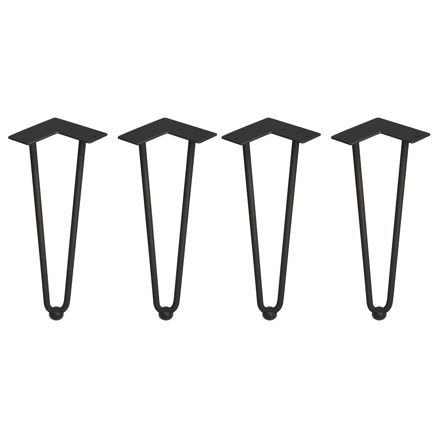 Emuca Lot von 4 Tischbeine mit 2 Stangen Hairpin Höhe 400 mm Stahl Schwarz Lackiert