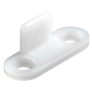 Weißer Hettich Gleiter zur Bodenführung von Schiebetüren, aus Kunststoff.