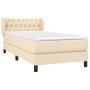 Cremefarbenes vidaXL Boxspringbett (90x190 cm) mit Matratze und Stoffbezug.