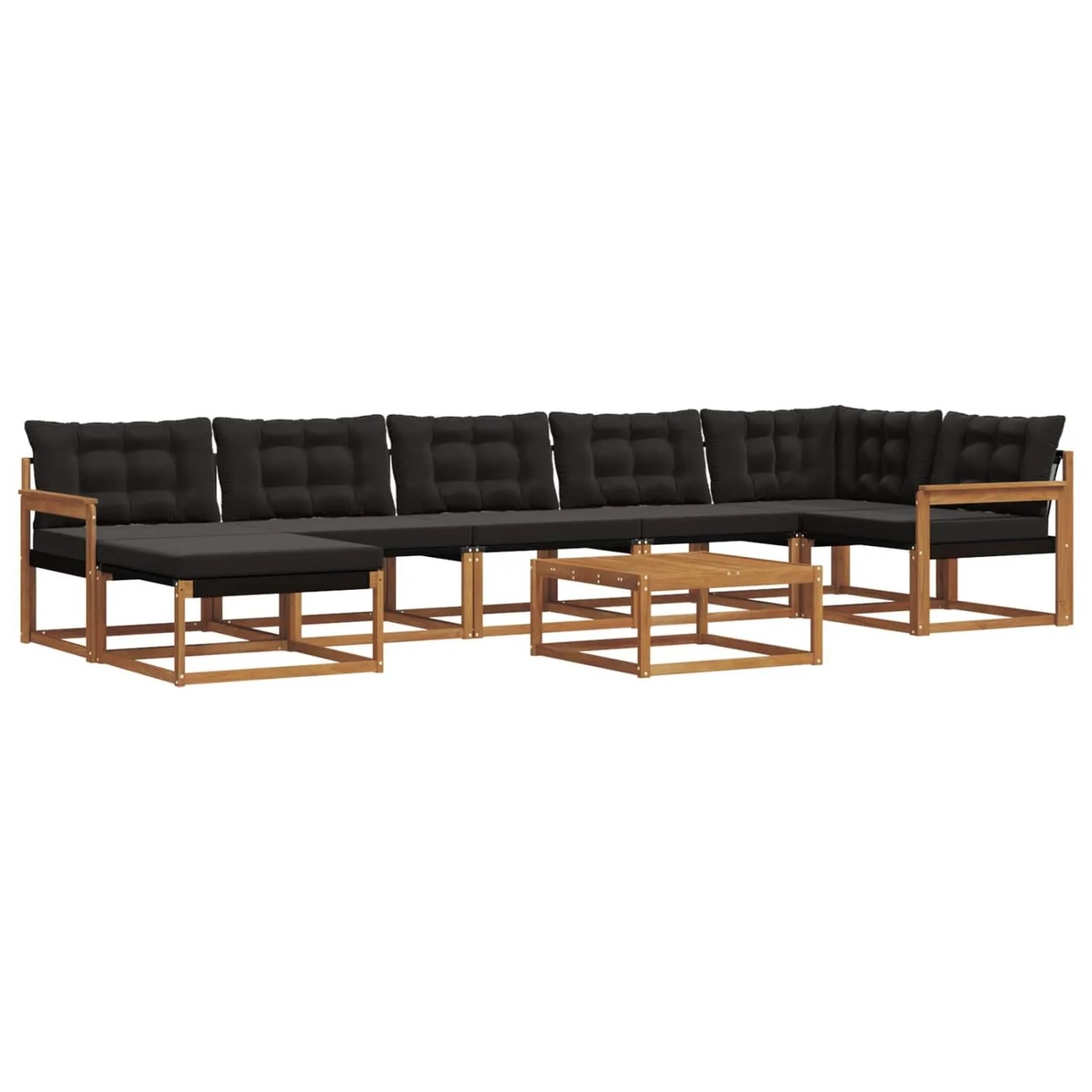 vidaXL Outdoor-Sofagarnitur mit Kissen 22-Tlg Natur und Schwarz 3369691