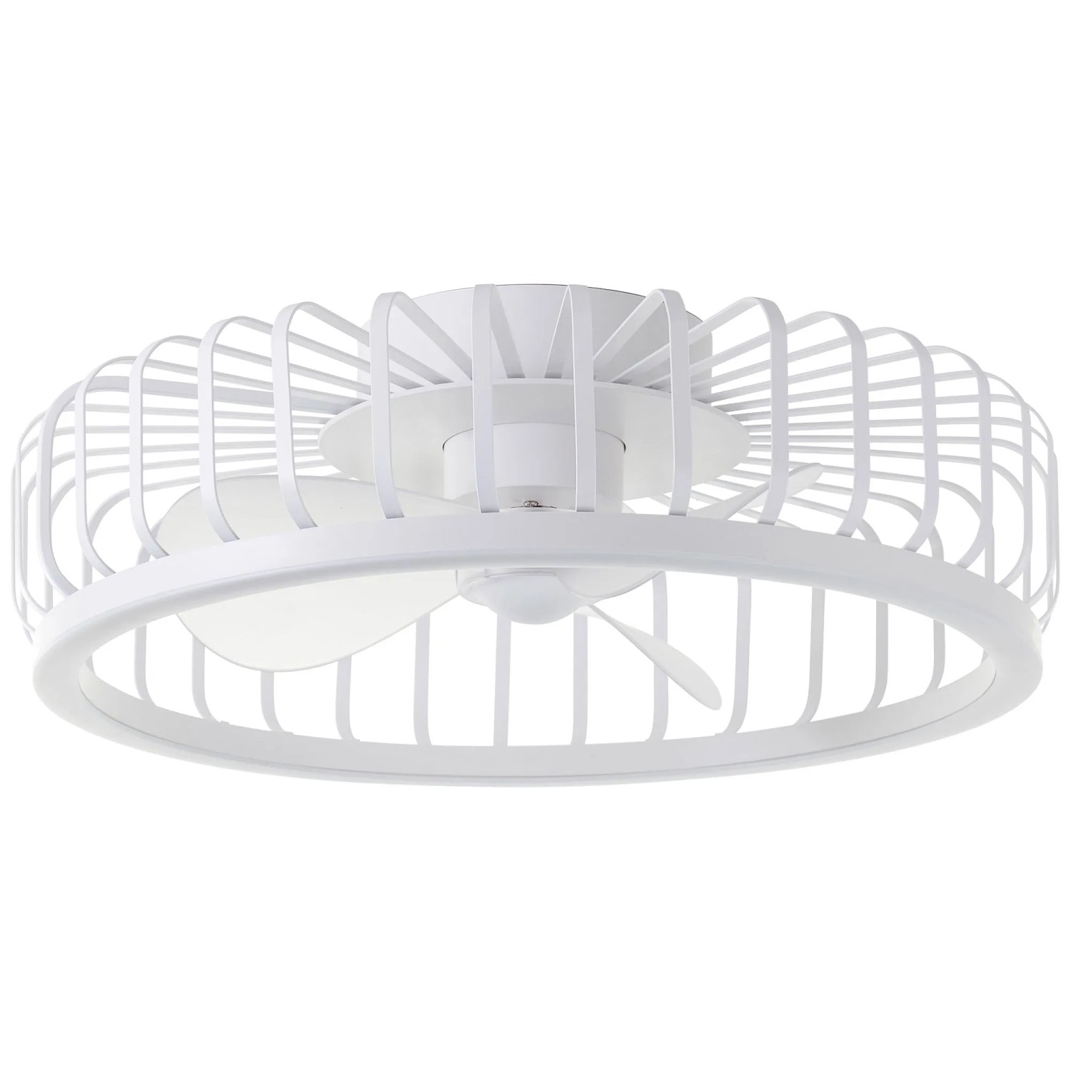 Weiße LED-Deckenleuchte Capo mit Ventilator, Ø 48 cm. Moderne Deckenlampe mit integriertem Ventilator.