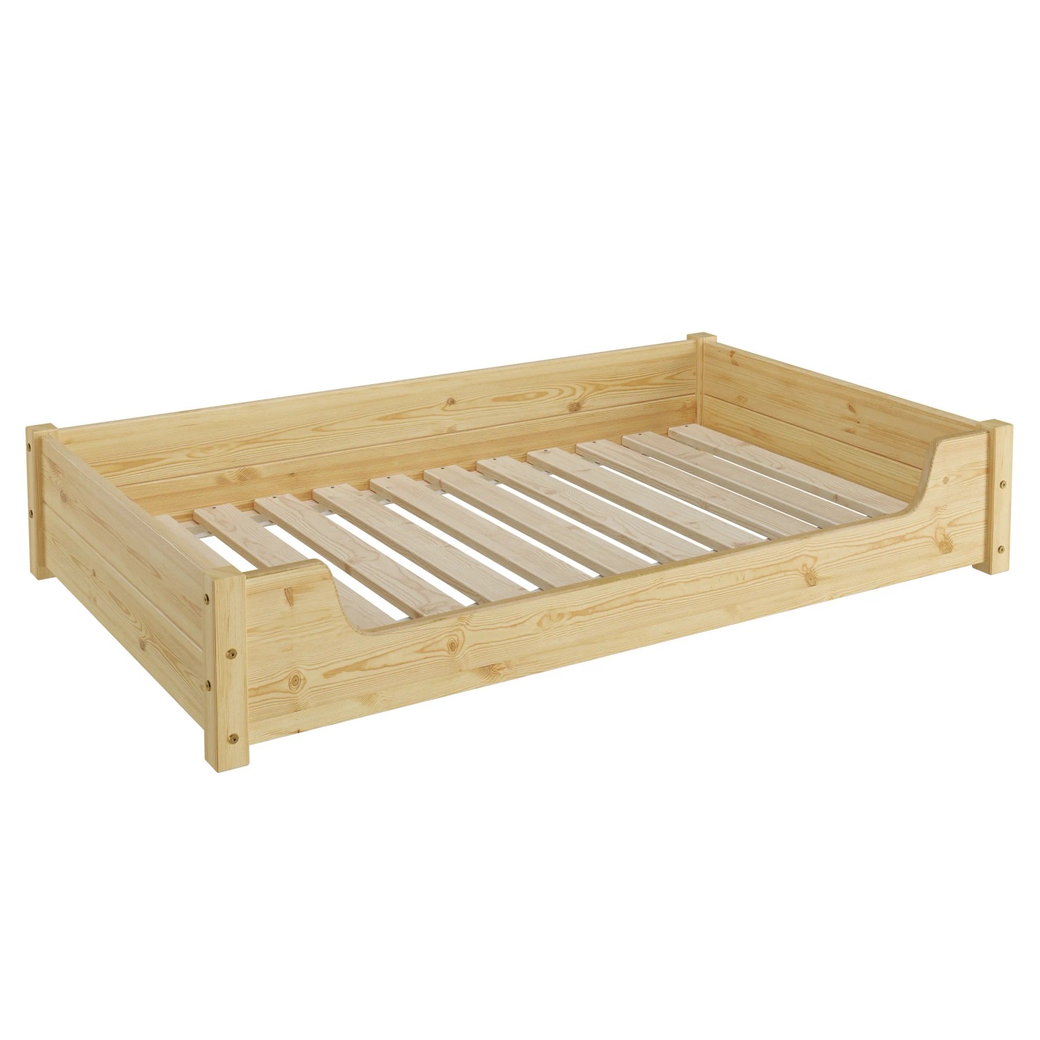 Erst-Holz Haustierbett extra groß aus Kiefernholz mit Rollrost und Matratze.