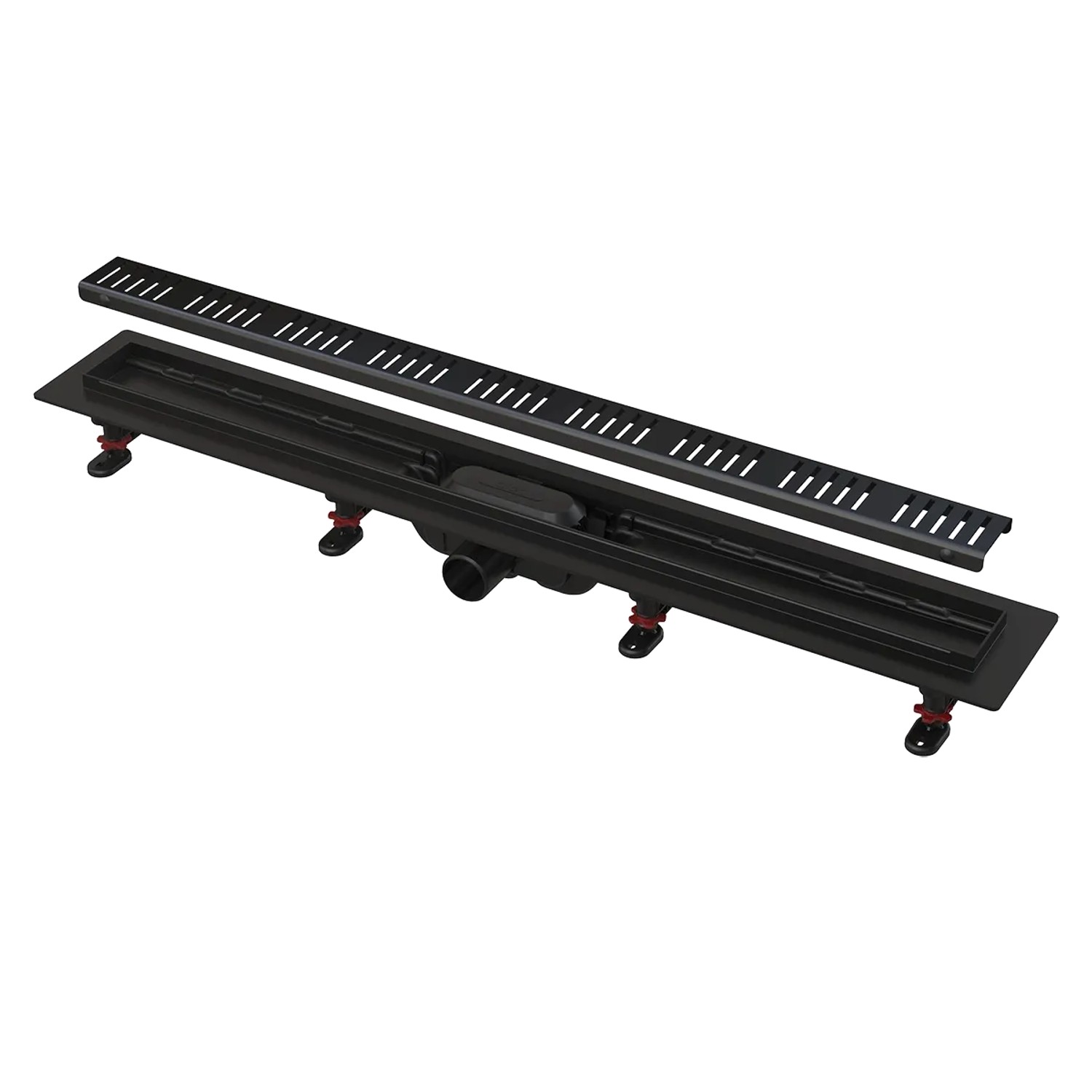 Alcadrain Duschrinne mit Rand für perforierten Rost, Schwarz-Matt 950 mm