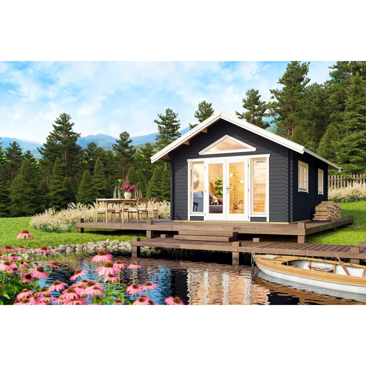 Lasita Gartenhaus Caroline 2.2 Carbongrau 390 cm x 575 cm