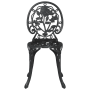 Schwarzer Gartenstuhl aus Aluminium mit Rosenmuster, Teil eines 3-tlg. Bistro Sets.