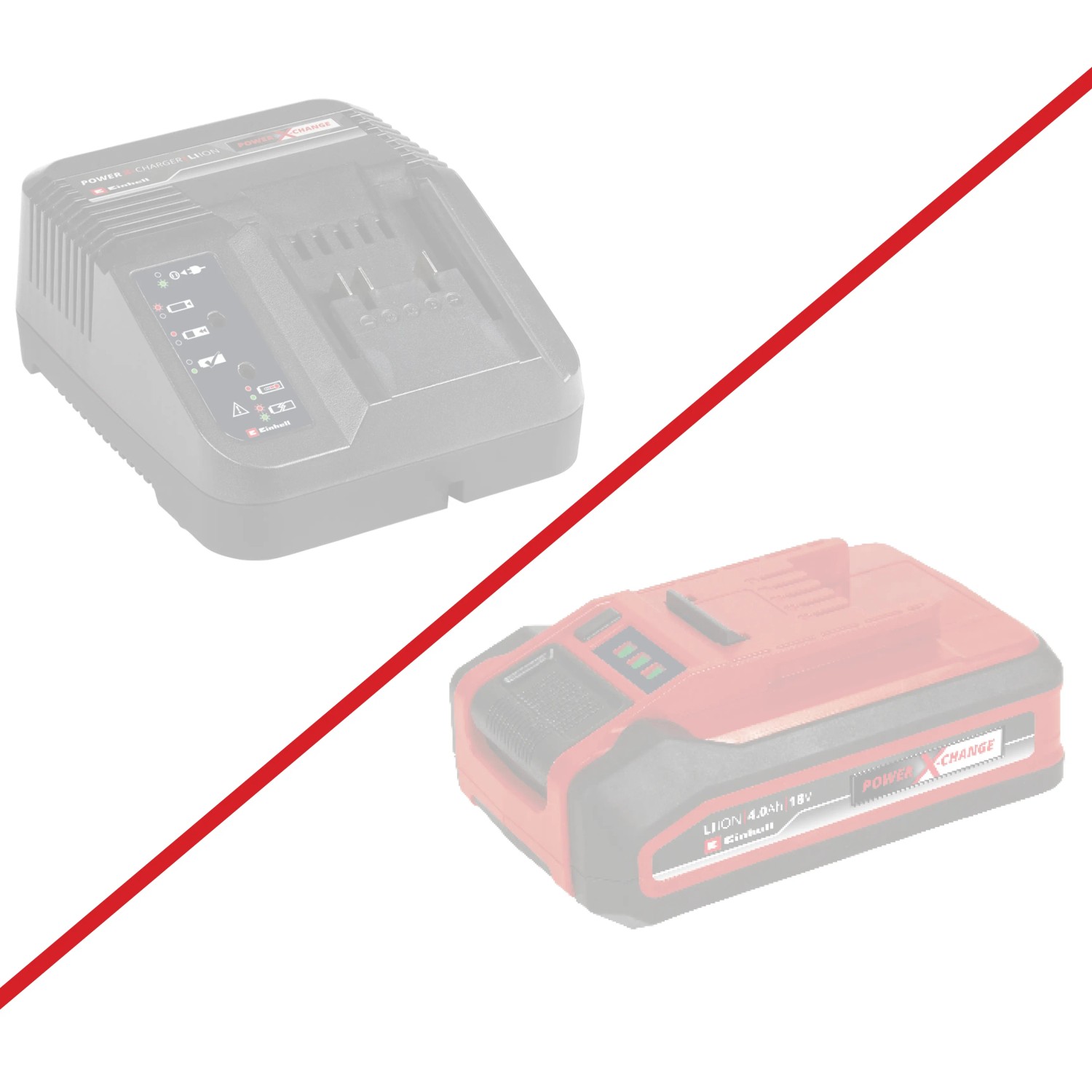 Einhell Power X-Change Akku und Ladegerät (nicht enthalten) für Akku-Bohrhammer.