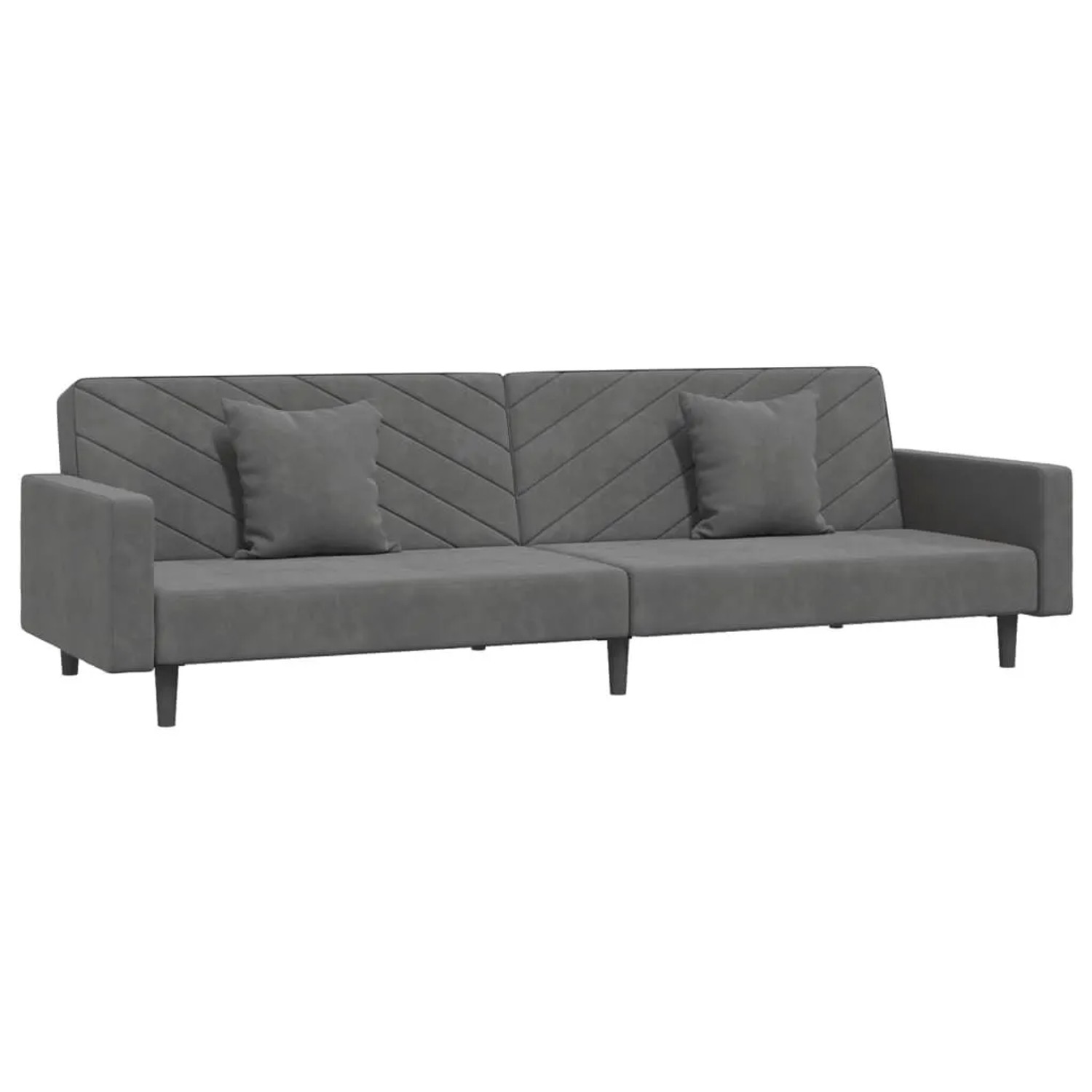 vidaXL Schlafsofa 2-Sitzer mit 2 Kissen Dunkelgrau Samt 375919