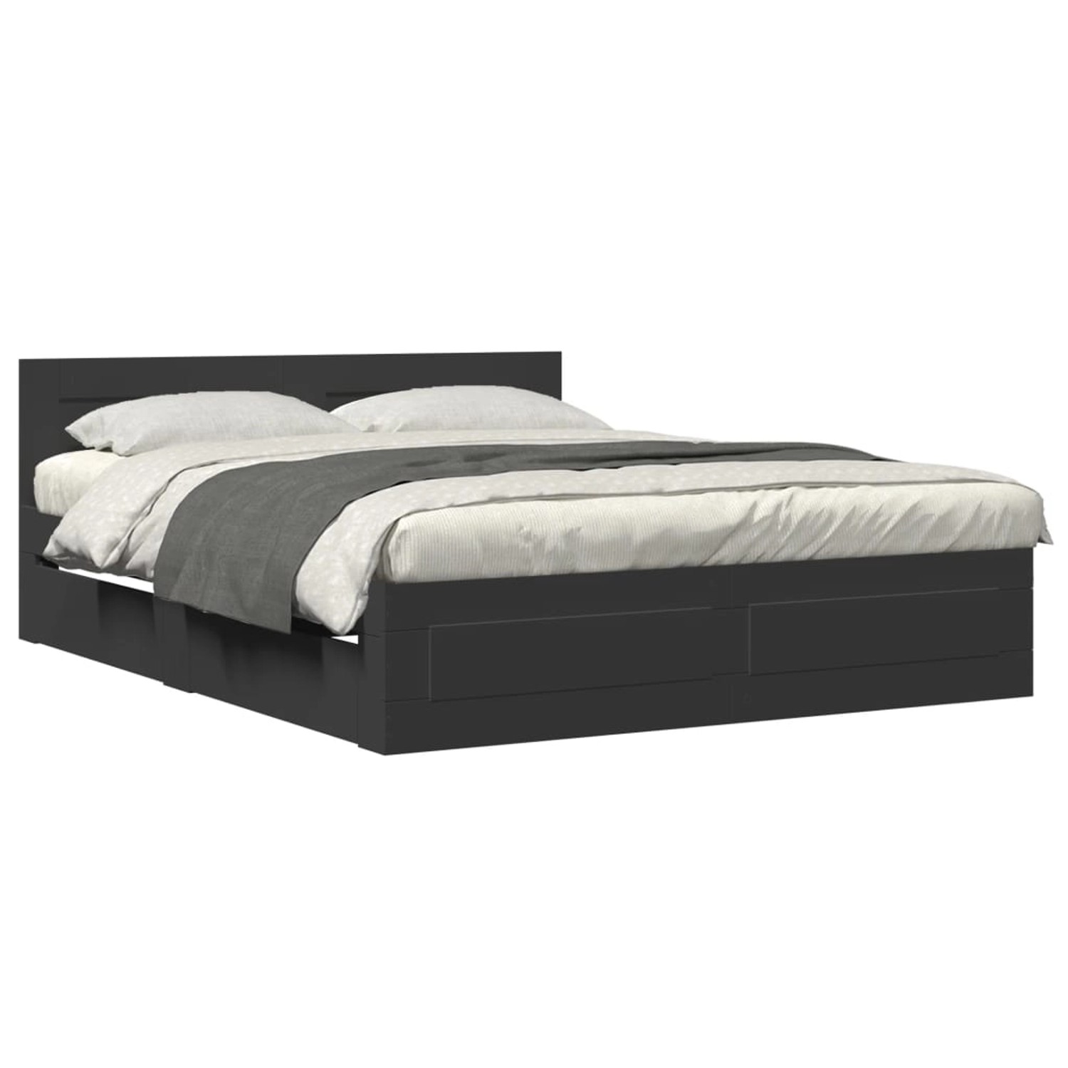 vidaXL Bettgestell mit Kopfteil Schwarz 160x200 cm Holzwerkstoff2108053 günstig online kaufen