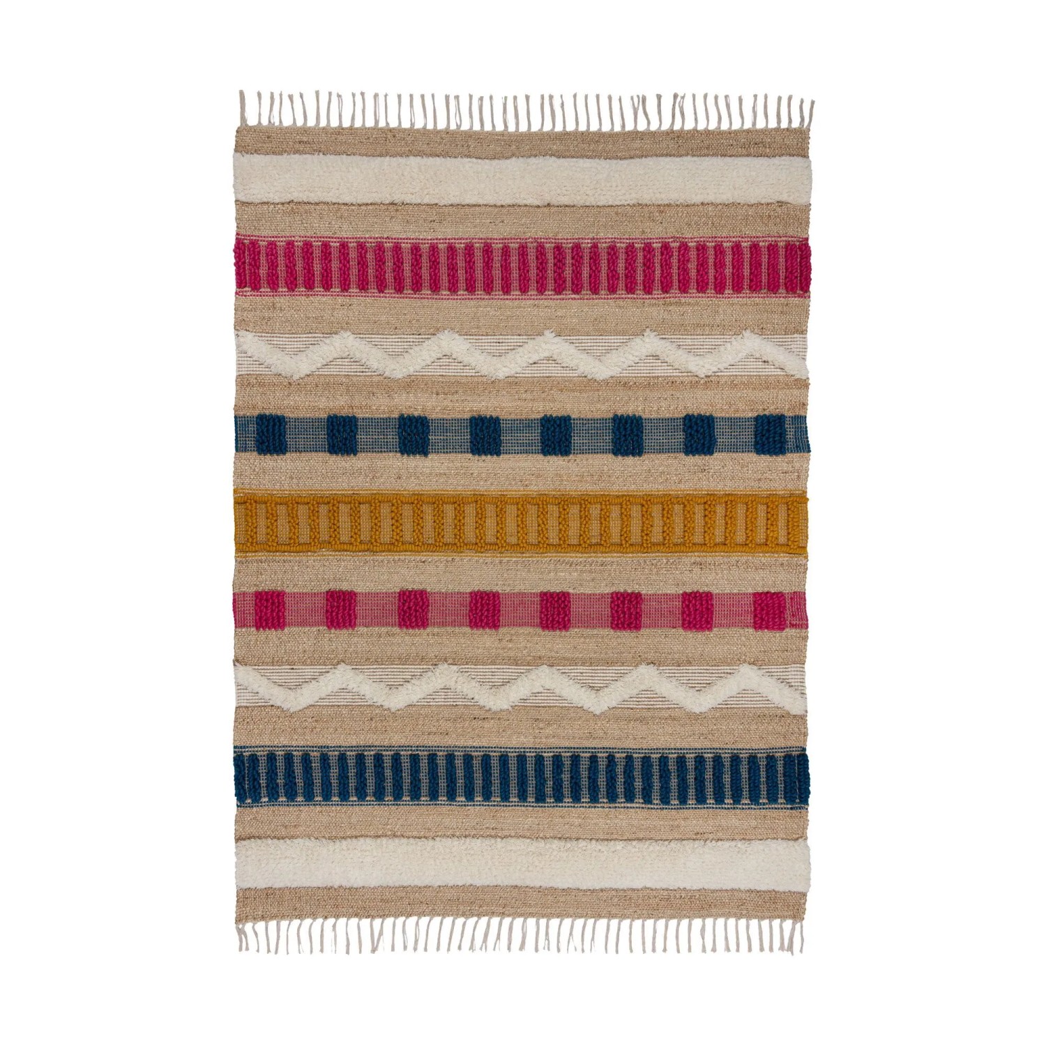 Flair Rugs Hochflorteppich Medina Jute 160 cm x 230 cm Mehrfarbig