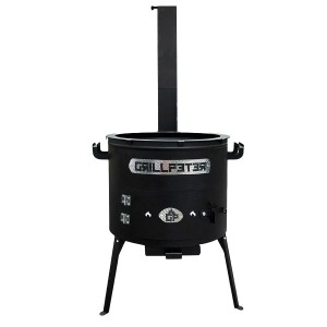 Grillpeter Utschak Set Asamat Ø40 cm mit Kazan 15 Liter Gusseisen Grilldeckel Schöpflöffel