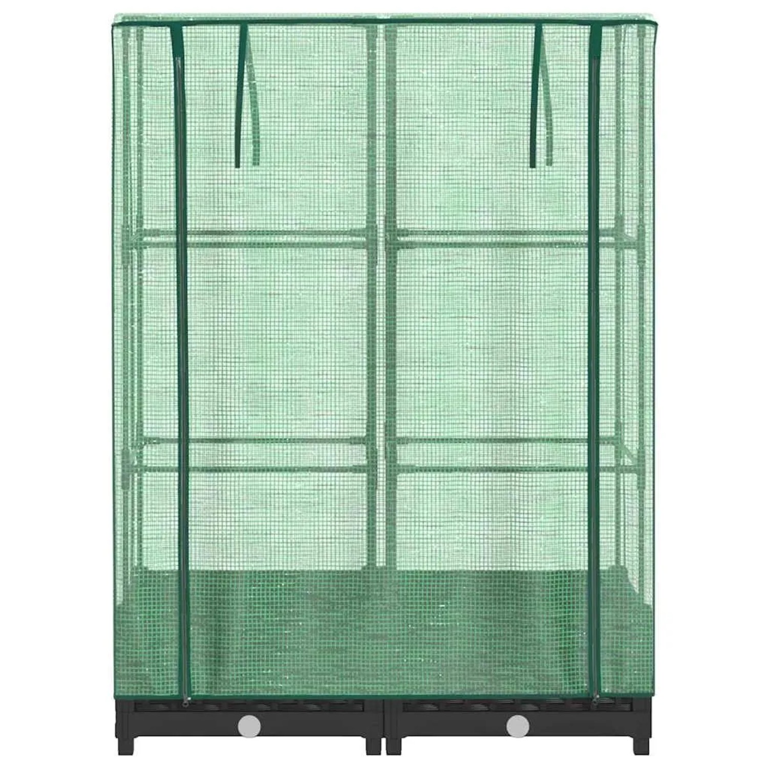 vidaXL Hochbeet mit Gewächshaus-Aufsatz, Rattan-Optik, 80x40x123 cm. Blumenkasten mit grüner Abdeckung.