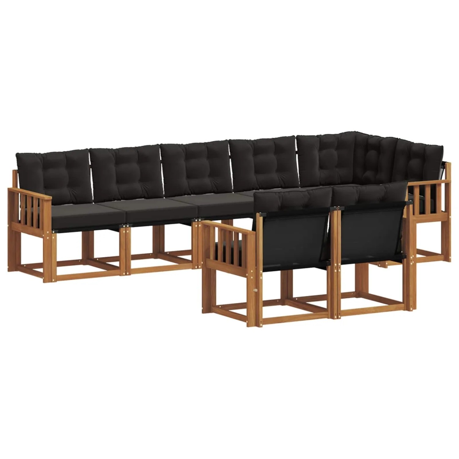 vidaXL Outdoor-Sofagarnitur mit Kissen 8-Tlg Natur und Schwarz 3368783