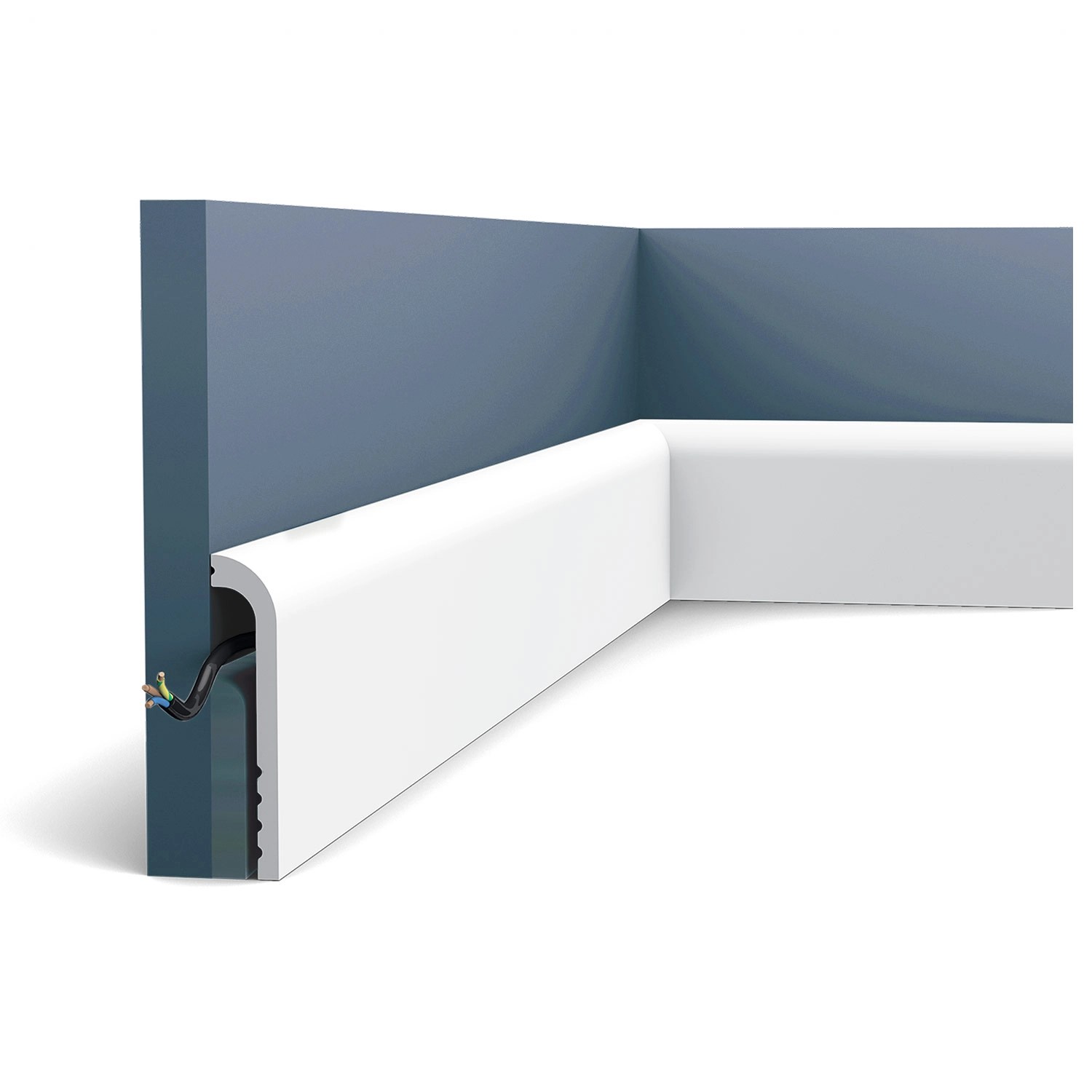 ORAC DECOR SX185 LUXXUS CASCADE Sockelleiste Zierleiste Stuckleiste 2 m 200 cm x 2,5 cm x 12 cm Weiß