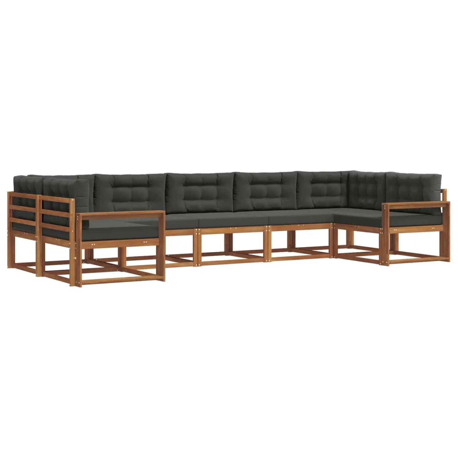 vidaXL Outdoor-Sofagarnitur mit Kissen 7-Tlg Natur und Anthrazit 3368110