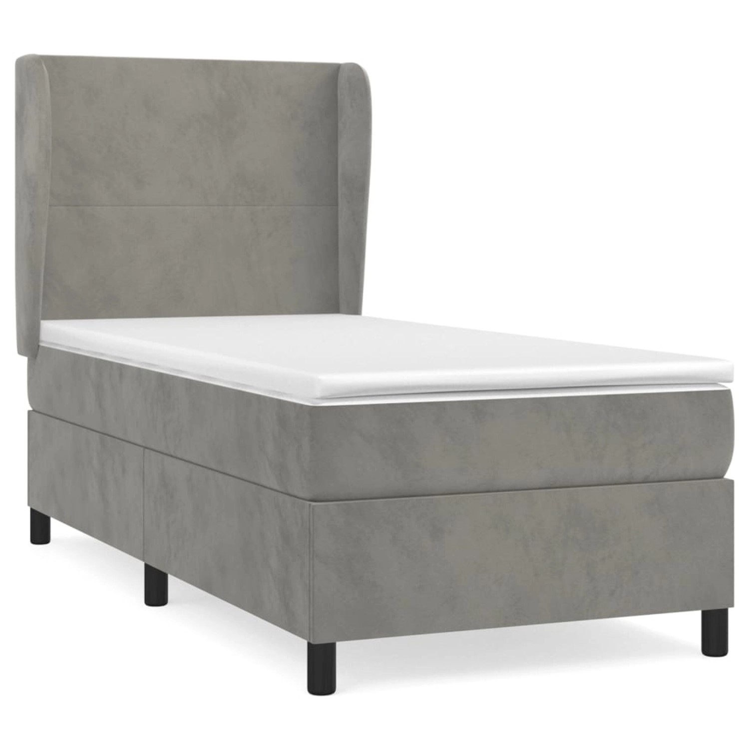 vidaXL Boxspringbett mit Matratze Hellgrau 90x200 cm Samt1388578 günstig online kaufen