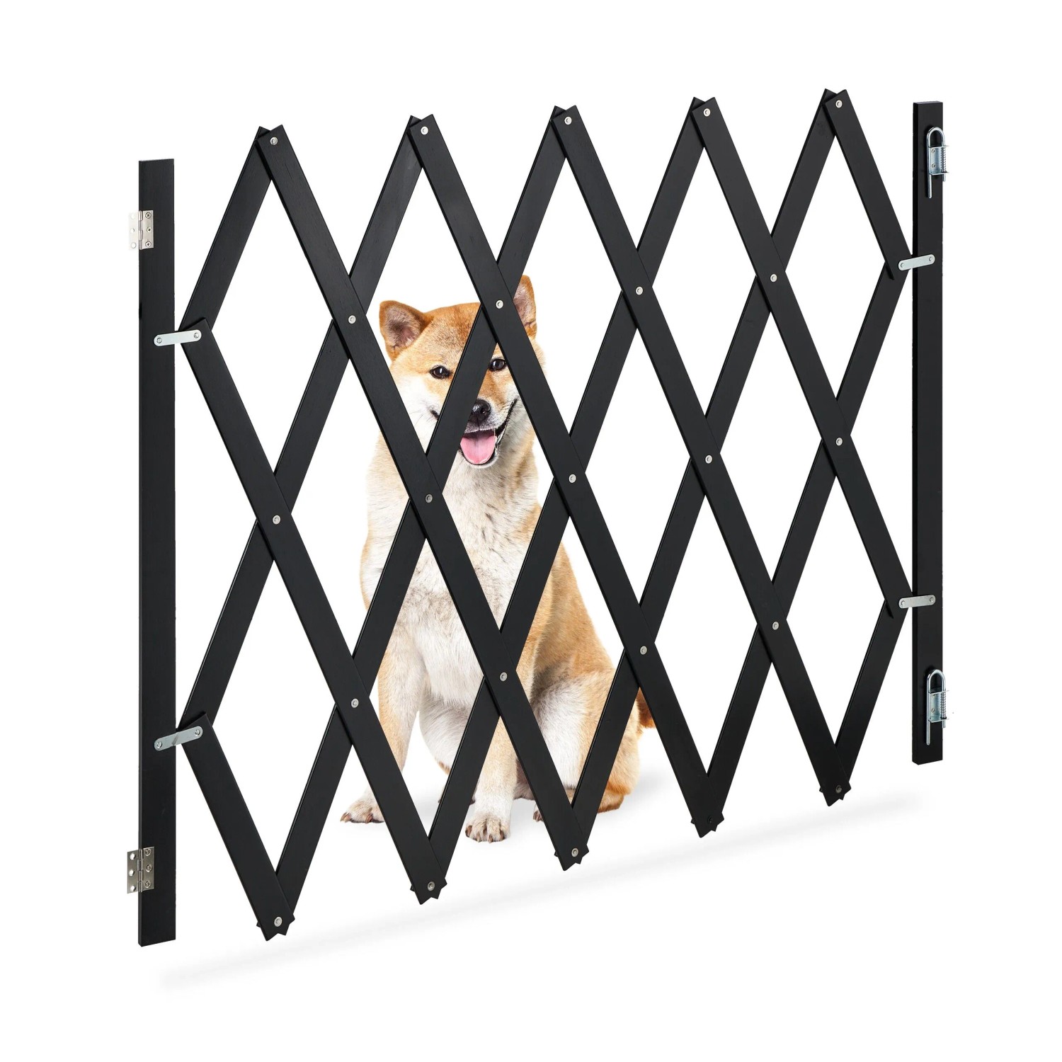 Relaxdays Hundeabsperrgitter Bambus Schwarz Ausziehbar 87 cm x 34 bis 140 cm