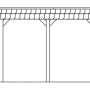 Technische Zeichnung: Skan Holz Einzelcarport Nussbaum, Maße 345x589 cm, Pfosten, Dach mit EPDM Dachbahn.