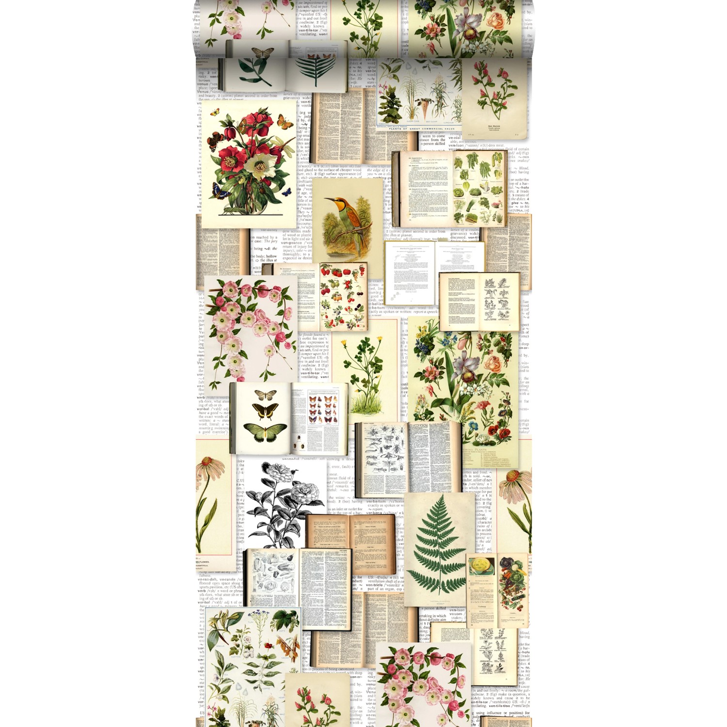 ESTAhome XXL Vliestapete Seiten Aus Botanischen Büchern Crème Beige Grün Br günstig online kaufen