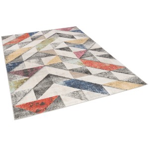 Bunter Pergamon Designer Teppich Lagos mit modernem Dreiecksmuster, 140x200 cm.