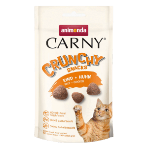 Carny Crunchy Katzensnacks Rind & Huhn, 50g Packung. Knusprige Leckerlies für Katzen.