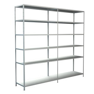 Weißes Schulte Steckregal mit 12 Böden, 230x240x50 cm, ideal für Lagerung und Ordnung.