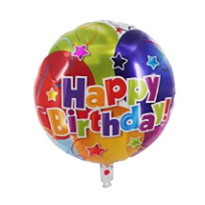 Bunter Party Factory Folienballon mit "Happy Birthday" Schriftzug, Ø 42 cm.