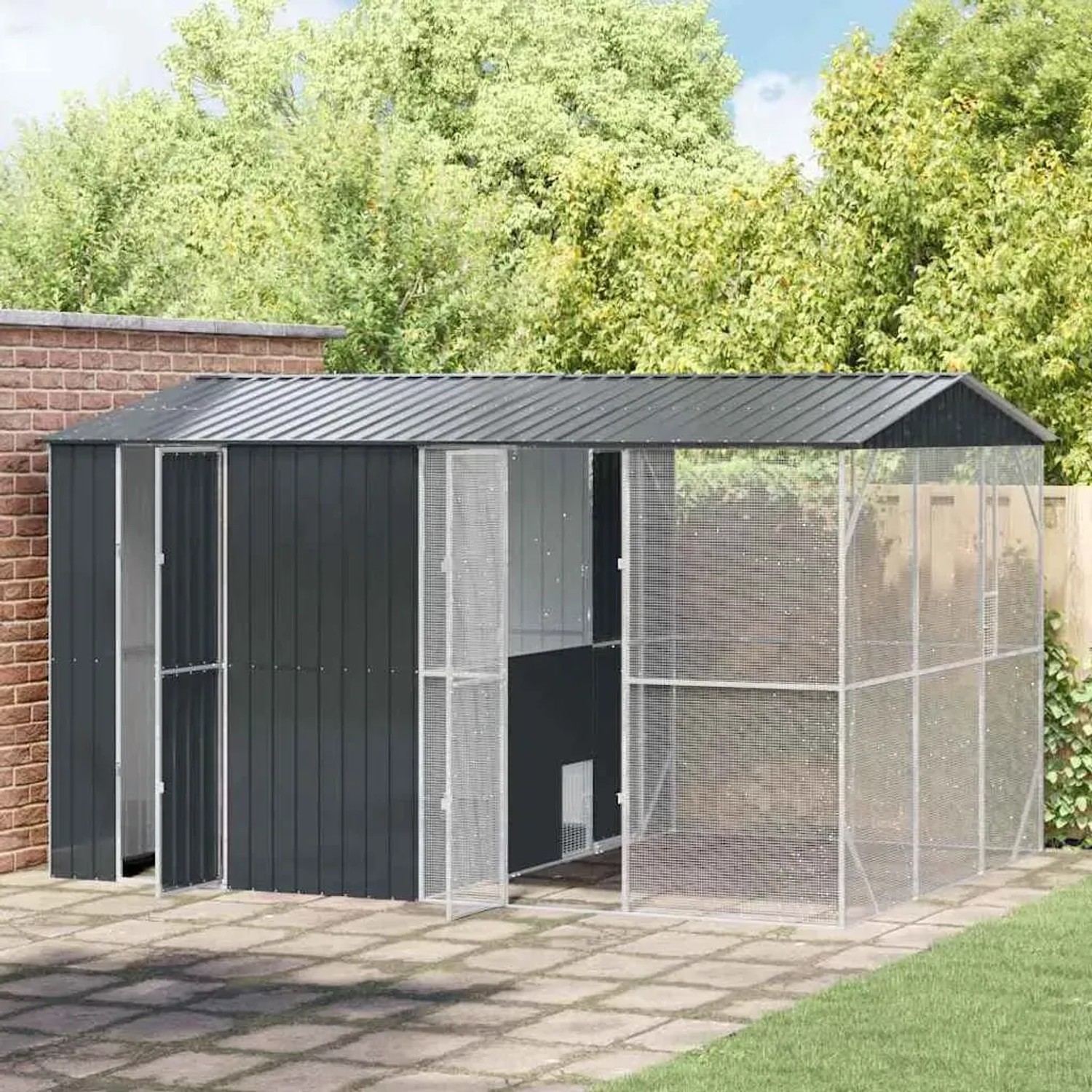 vidaXL Vogelkäfig Anthrazit 430 x 310 x 247 cm Verzinkter Stahl 3325162_3